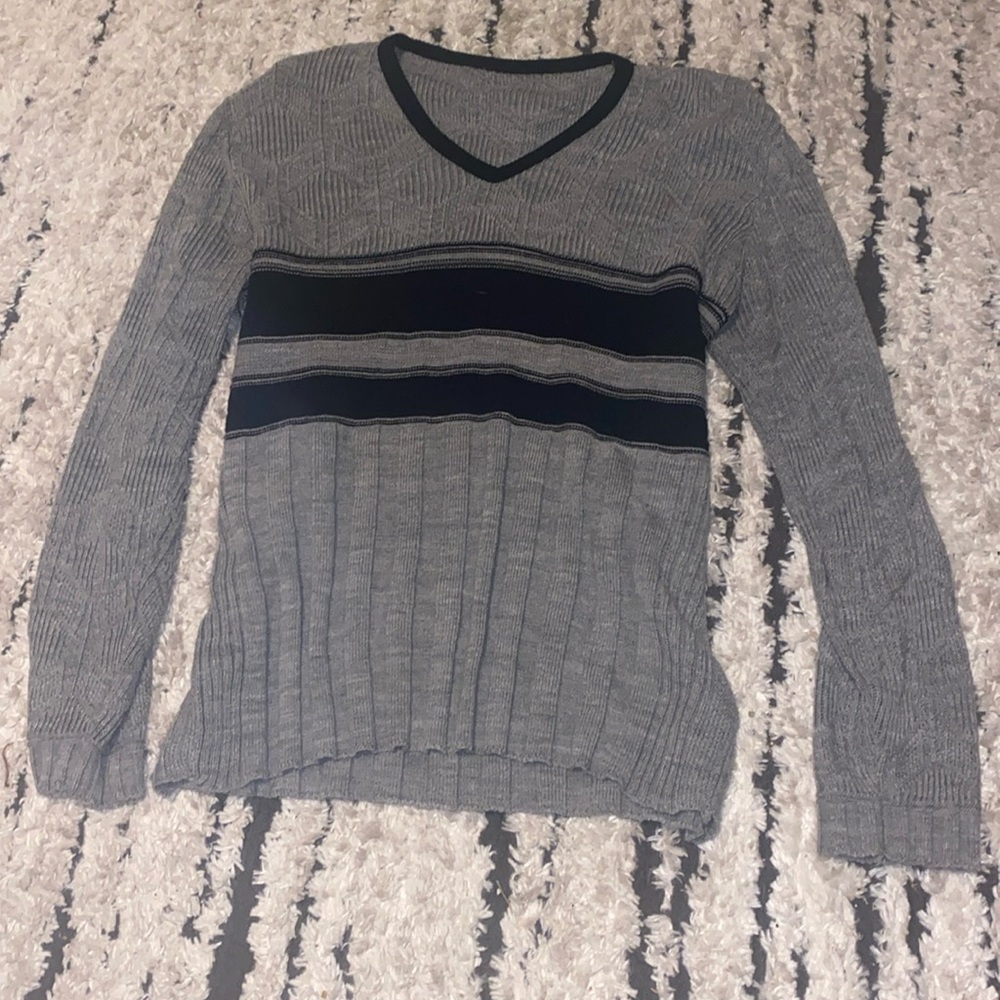 Grey and black long sleeve pull over sweater size M in women’s